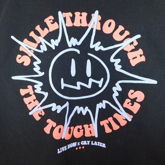 PacSun Puff Print Tee Shirt Adult L Live Now x Cry Later Black Short Sleeve Logo - Picture 6 of 9